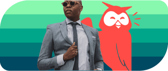 Hombre de traje con Owly