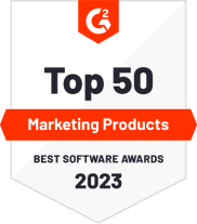 Bagde G2 « Top 50 des produits de marketing »