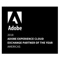 Badge che commemora il premio Adobe Experience Cloud Exchange Partner of the Year di Hootsuite