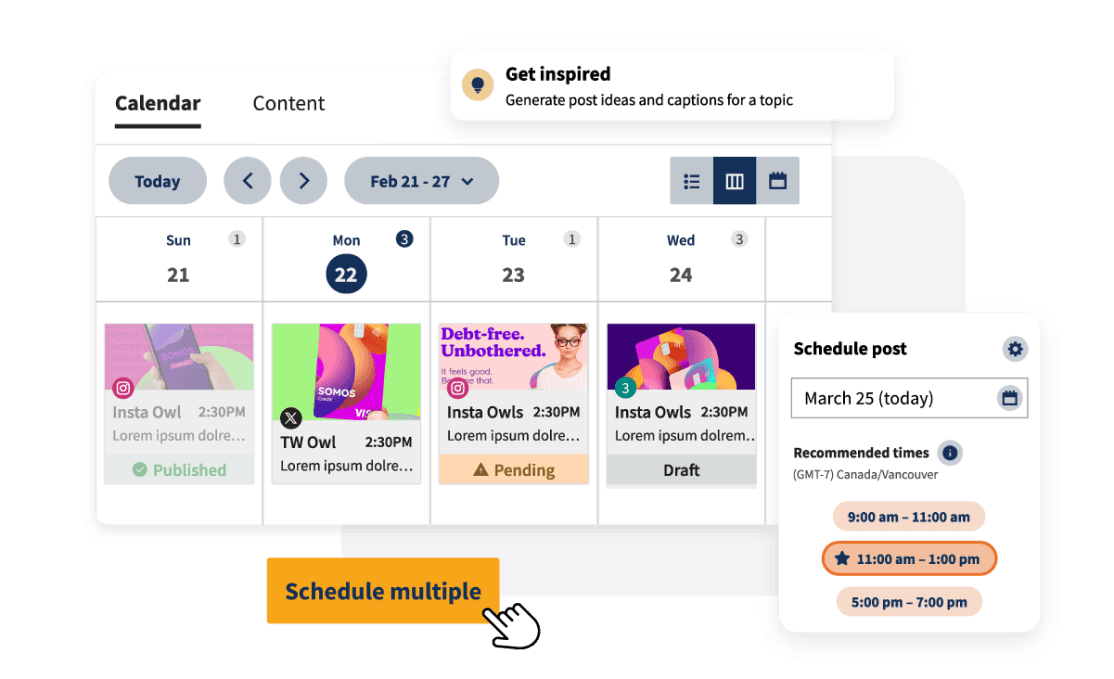 dashboard di pubblicazione di hootsuite