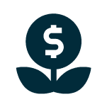 Flower with money sign icon