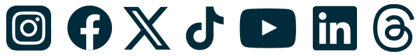 Logotipos de Instagram, Facebook, X (Twitter), TikTok, YouTube, LinkedIn y Threads