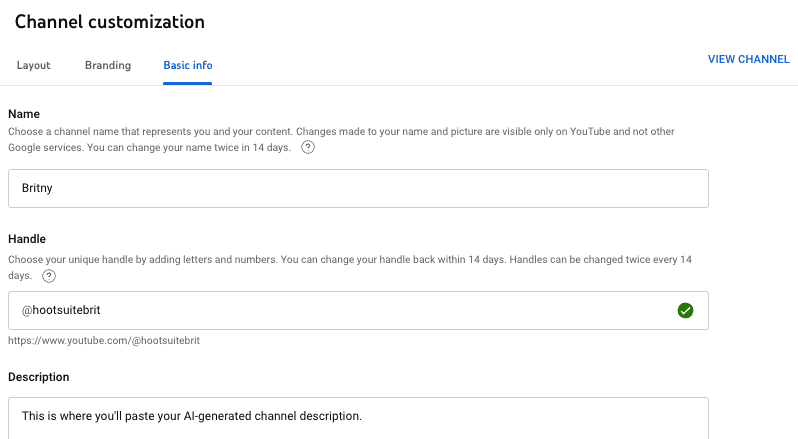 Screenshot der YouTube-Kanalbeschreibung