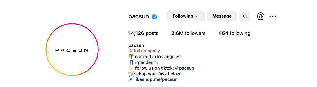 Pacsun su IG