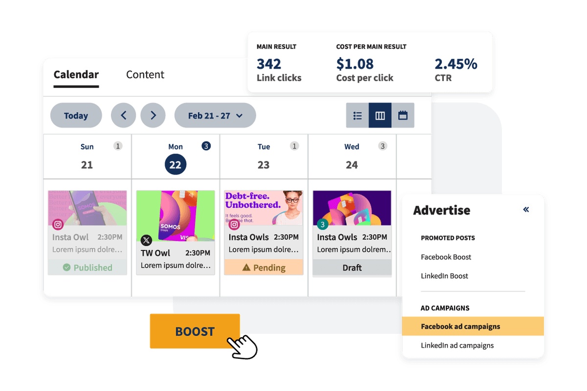 Funciones de publicidad de Hootsuite