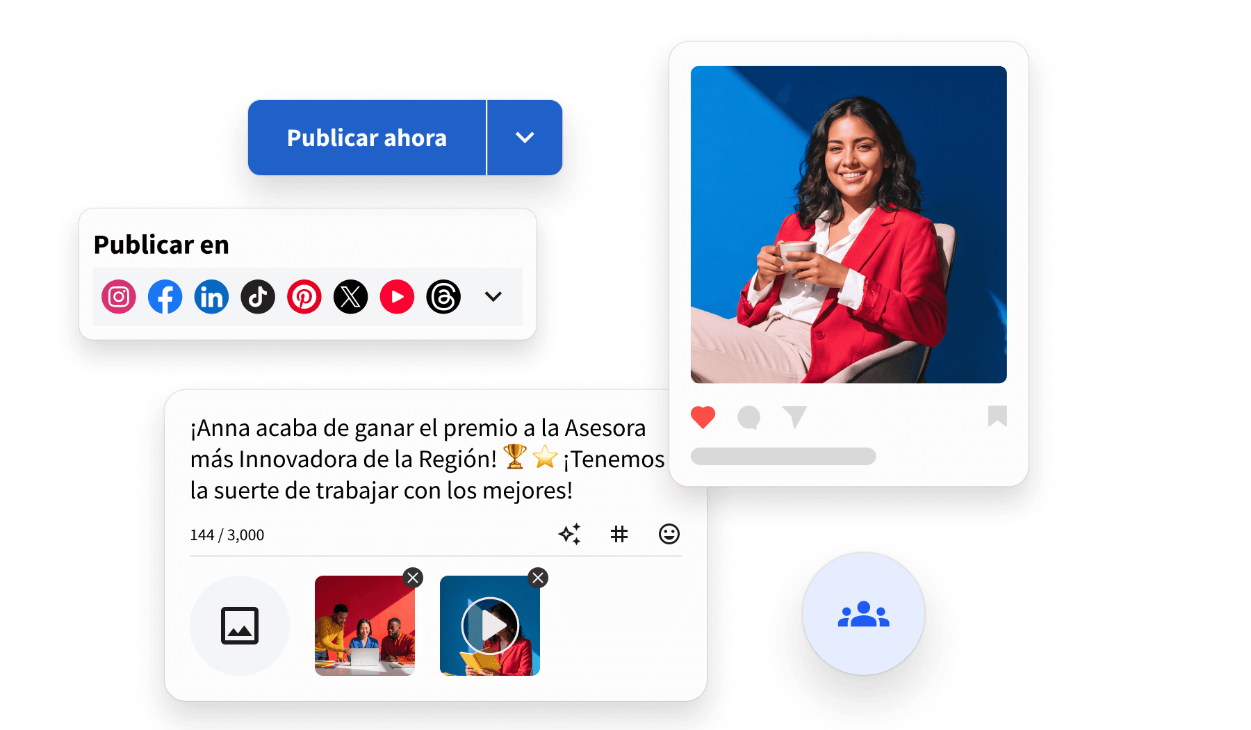 Panel de control de Hootsuite Amplify con objetivos semanales de veces compartidas