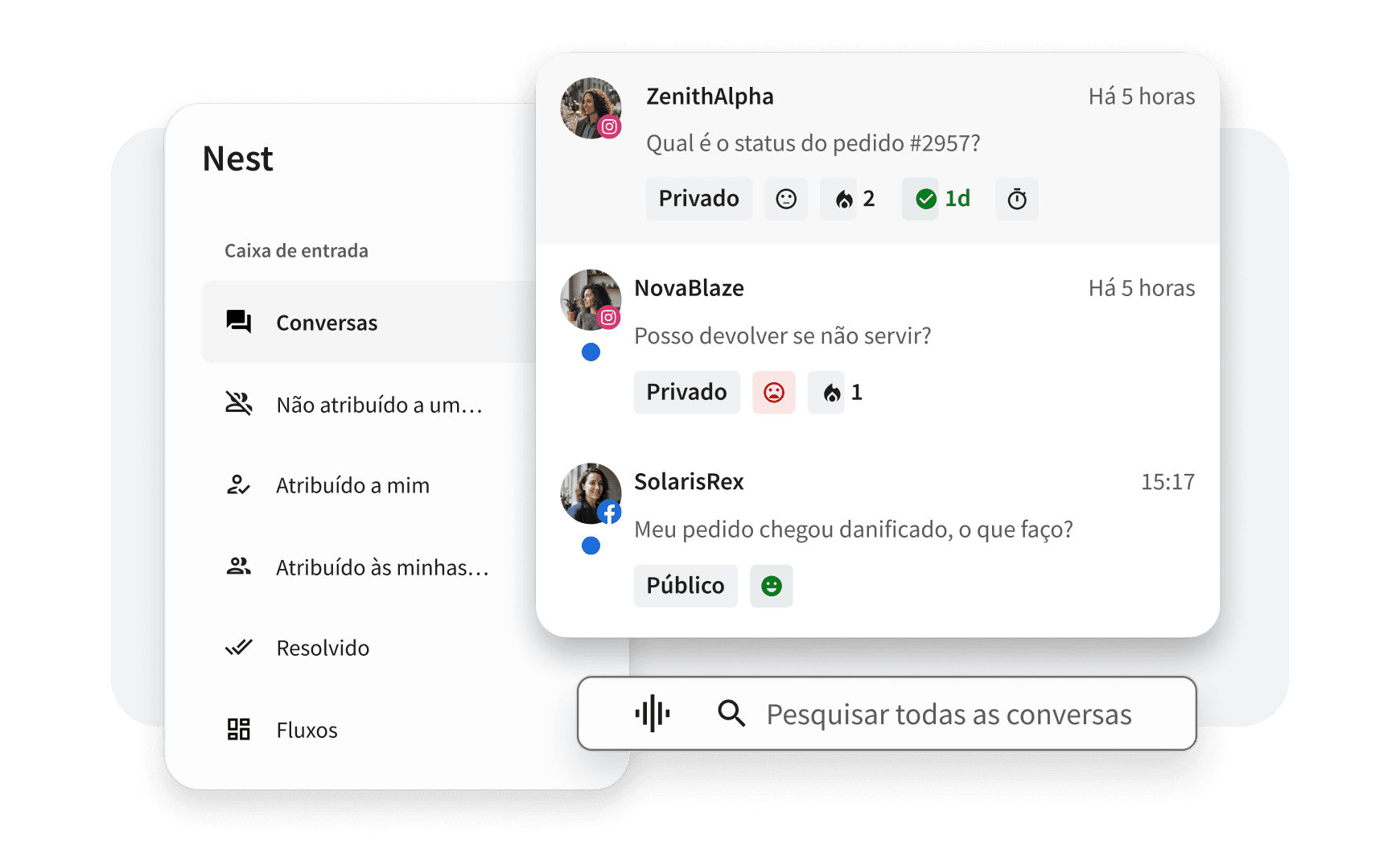 Recursos de mensagens sociais e caixa de entrada do Hootsuite